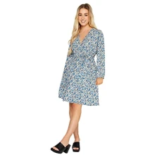 Blue Ditsy Floral Wrap Dress Petite Blue Ditsy Floral Wrap Dress Petite