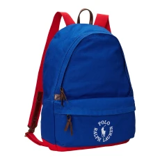 Blue Embroidered Logo Canvas Backpack