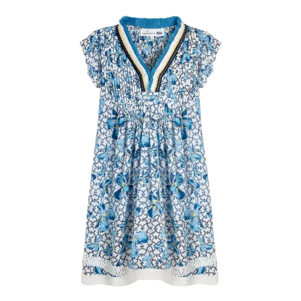 Blue Frilled Girls Dress - Blue