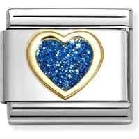 Blue Glitter Heart Charm