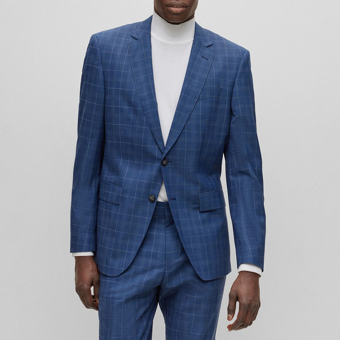 Blue Huge Check Wool Blazer