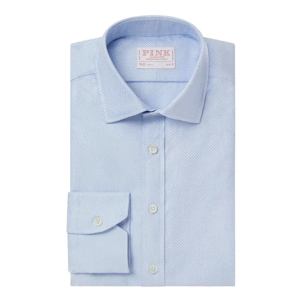 Blue Jacquard Slim Fit Cotton Shirt - Blue
