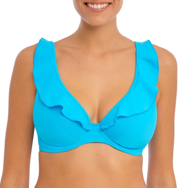 Blue Jewel Cove High Apex Bikini Top - Blue
