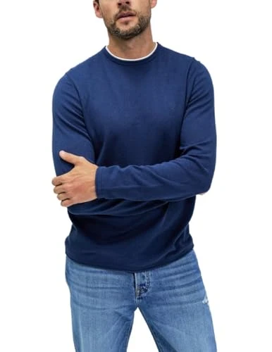 Blue Knit Pullover Collar Regular Men's T-Shirt, blue, XL