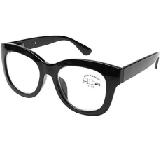 Blue Light Blocking Reading Glasses 1.0 Black Round Large Frame Wide Arms Spring Hinge Computer Readers for Women/Men