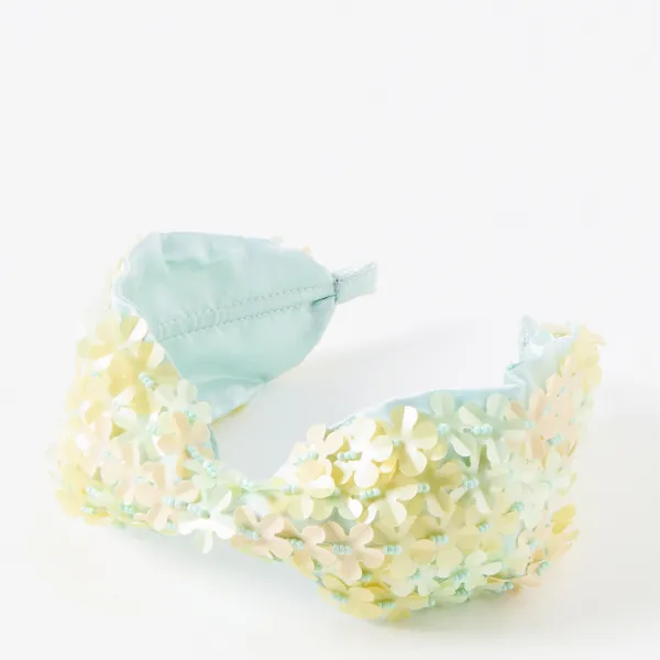 Blue Marilyn Flower Sequin & Beaded Headband