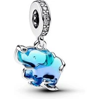 Blue Murano Glass Elephant Dangle Charm