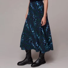 Blue Night Cat Bias Cut Skirt ulti