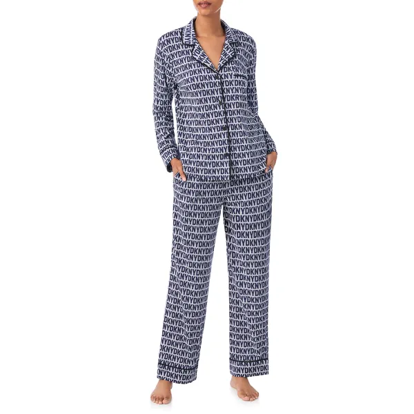 Blue Notch Collar Pyjama Set - Navy