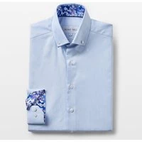 Blue Oxford with Shattered Shards Accents Button-Down Shirt, M