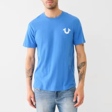 Blue Printed Back Logo Cotton T hirt