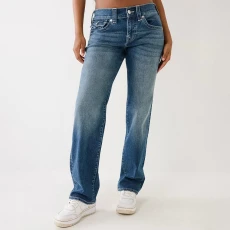 Blue Ricki Relaxed Straight Stretch Jeans