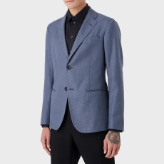Blue Single Breasted Wool Blend Blazer Blue Single Breasted Wool Blend Blazer