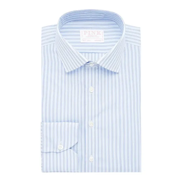 Blue Stripe Tailored Fit Cotton Shirt - Blue