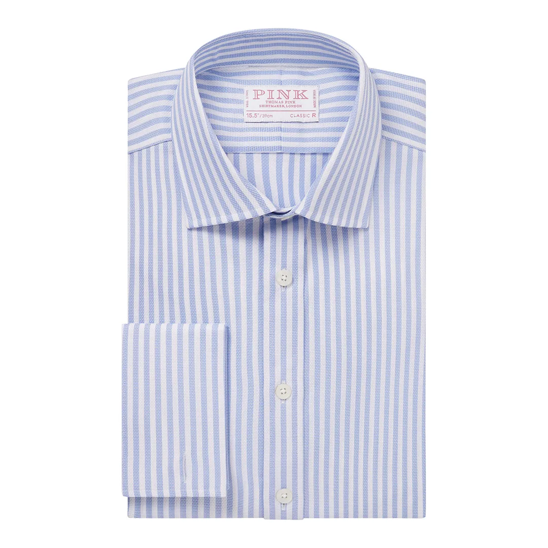 Blue Striped Classic Fit Cotton Shirt - Blue