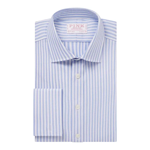 Blue Striped Classic Fit Cotton Shirt - Blue