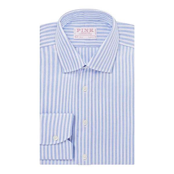 Blue Striped Classic Fit Cotton Shirt - Blue