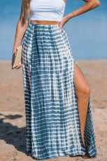 Blue Tie-Dye Cover-Up Maxi Skirt