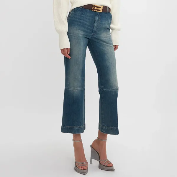 Blue Wash Crop Jean - Grey