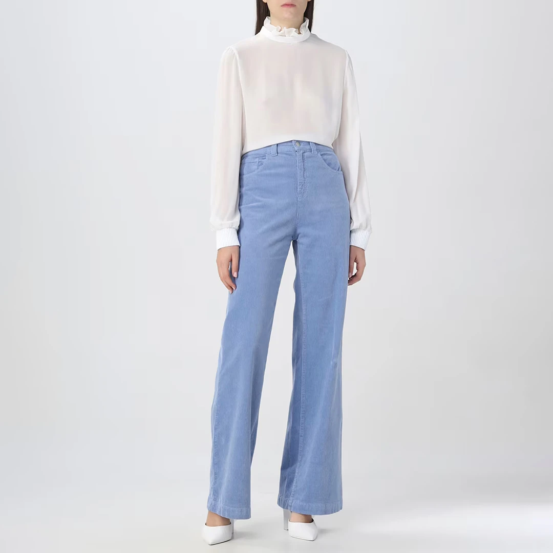 Blue Wide Leg Stretch Jeans