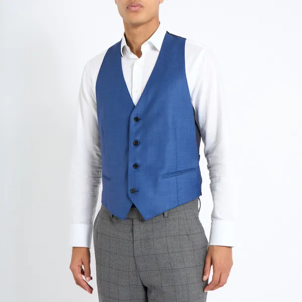 Blue Wool Waistcoat - Blue