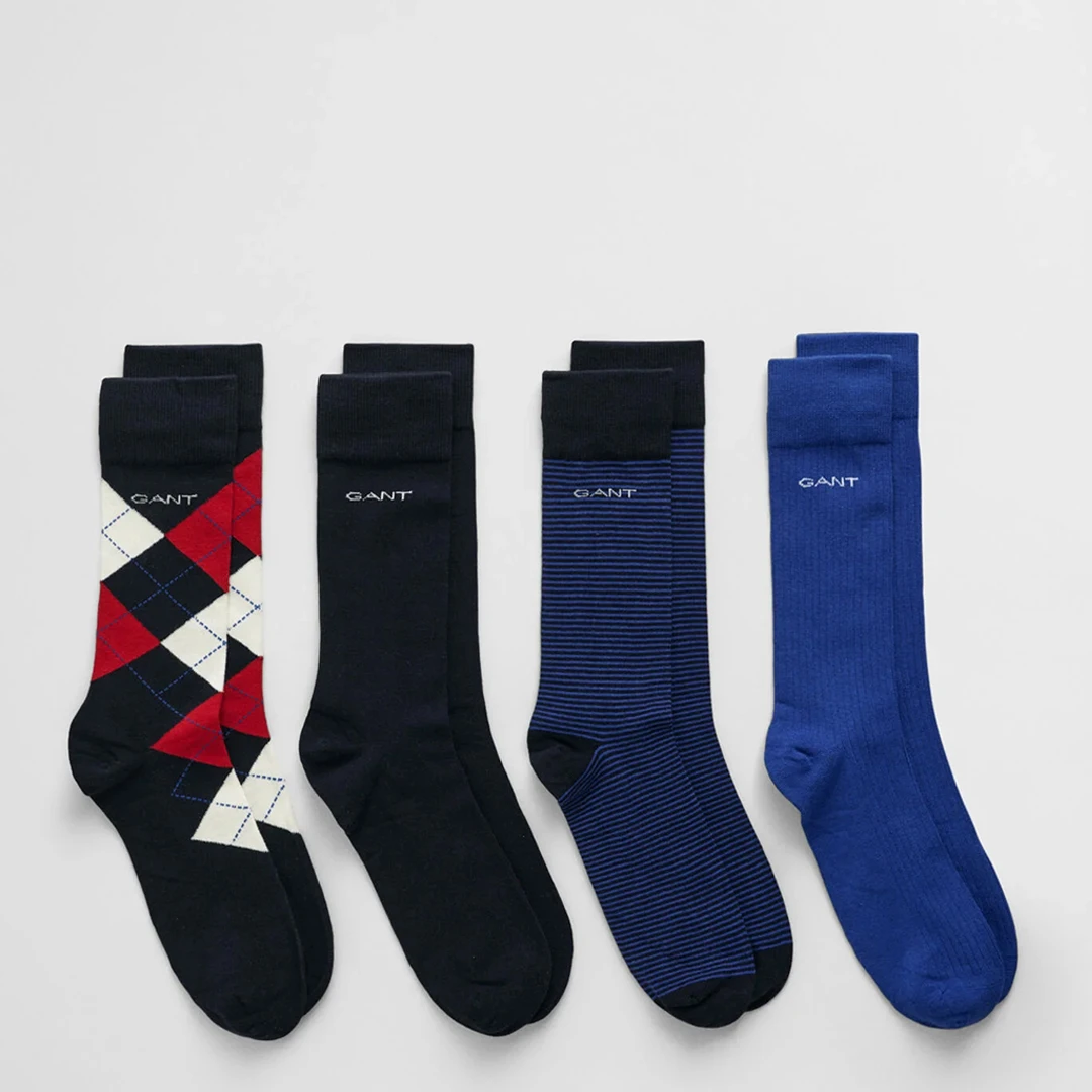 Blue/Red Argyle Stripe Solid Socks Pack