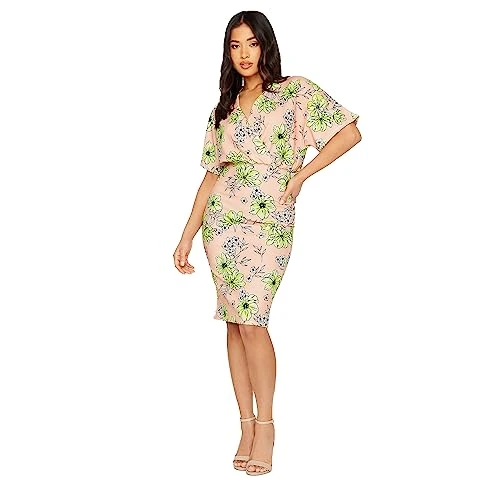 Blush Pink Floral Wrap Dress Petite