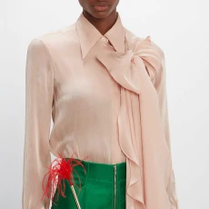 Blush Tie Neck Blouse - Pink