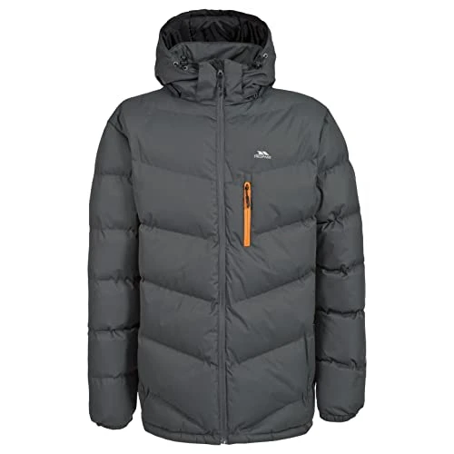 Blustery, Ash, L, Warm Padded Waterproof Winter Jacket with Removable Hood for Men, Large, Grey