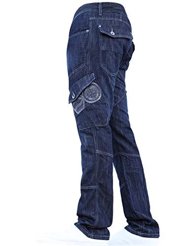 BNWT Designer Branded Heavy Duty Multi Pocket Dark Cargo Combat Denim Jeans Pants All Waist & Leg Sizes Darkwash 34W X 32L