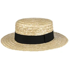 Boater Straw Hat Ladies/Mens - Made in Italy - Sun hat Made of Wheat Straw - Gondolier hat fo