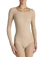 Bodysuits Ladies Roundneck Long-Sleeve Stretch Quality Leotard (Large UK-14, Tan) Bodysuits Ladies Roundneck Long-Sleeve Stretch Quality Leotard (Large UK-14, Tan)