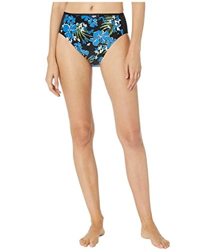 Bold Tropical Bliss High-Waisted Bikini Bottoms Black Multi XS