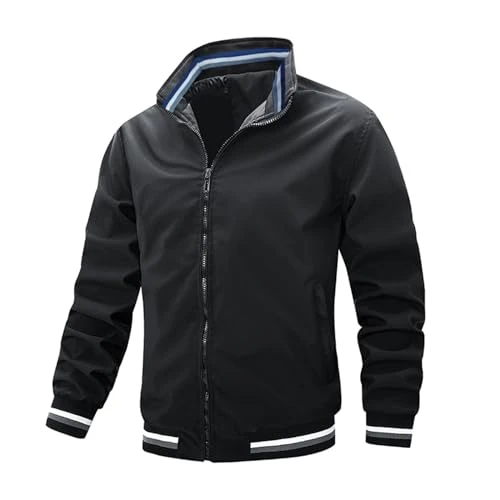 Bomber Jacket Men Waterproof - Spring & Summer Thin Baseball Track Jackets Lightweight Smart Casual Jacket Stylish Sports Jacket With Pockets Outdoor Full Zip Windbreaker Cargo Outwear