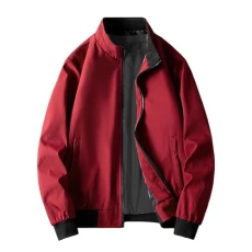 Bomber Jacket Men's Lightweight Quilted Jacket Casual Stand-Up Collar Over Mountain Jacket Wind Jacket with Zip Loose Without Hood Sweat Jacket Biker Jacket for Men Comfortable Training Jacket Bomber