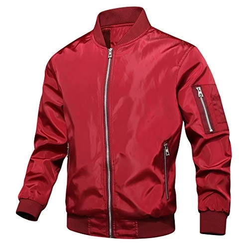 Bomber Jacket Mens Lightweight Summer Bomber Jacket Men Bomber Jackets Casual Mens Baseball Jackets Red Outwear Jackets and Coats