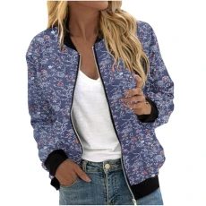 Bomber Jackets for Women UK Stand Collar Full Zip Up Coats Fashion Striped Printed Casual Jacket Lightweight Long Sleeve Outerwear Outdoor Windbreaker Coat with Pockets