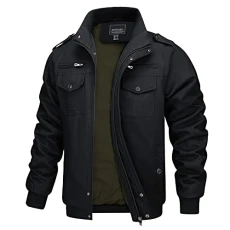 Bomber Jackets Mens Jackets Casual Smart for Mens Winter Cargo Coats Mens Lightweight Cotton Jacket for Men Windbreaker Travel Jacket Multi Pocket Zip Up