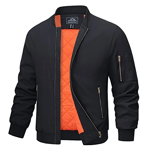 Bomber Jackets Mens Lightweight Cambat Tactical Jacket for Men Snow Outdoor Thermal Coat Men Winter Motorcycle Jacket with Mulit Pockets Black
