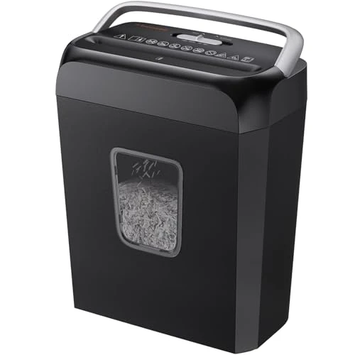 Bonsaii Paper Shredder for Home Use, 6 Sheet Cross Cut Shredder, Shred Credit Card/Staples/Clips, Shredder for Home & Small Office Use, Home Shredder with Portable Handle Design & 13L Bin