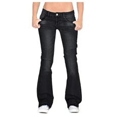 Bootcut Jeans Women, Stretch Jeans for Women UK Curvy Fit Shaping Boot Cut Flare Juniors Jeans Distressed Classic Stretchable Wide Leg Bell Bottom Denim Jean Pants Heavy Duty Workwear Bottom Pants