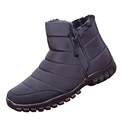 Boots for Men, Winter Boots, Waterproof Snow Boots, Fleece Lined Boots, High Top Warm Boots, Lightweight Casual Trainers Warm Winter Shoes for Men Thermal Comfortable Boots Side Zipper