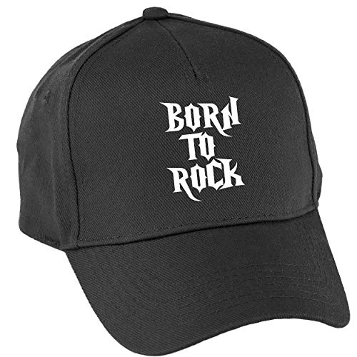 Born to Rock Baseball Cap hat Premium Printed 5 Panel OneSize Adults Black