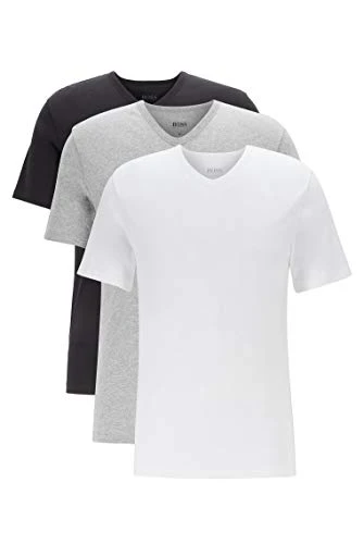 BOSS Mens T-Shirt VN 3P CO Three-Pack of V-Neck Underwear T-Shirts in Cotton Multicolour