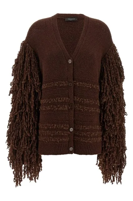 Boucl fringed cardigan - Brown