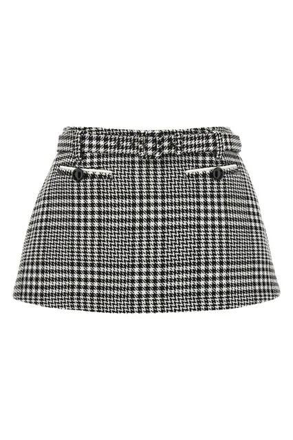 Boucl wool skort - White/Black