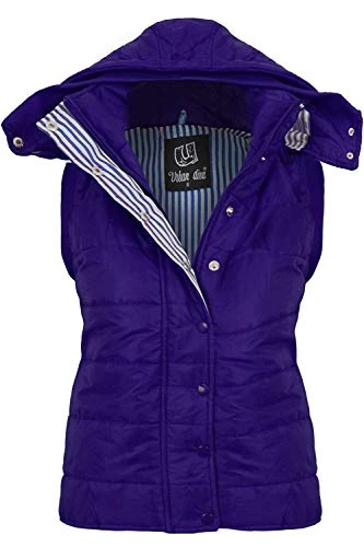 Boutique Ladies Sleevless Hooded Quilted Womens Body Warmer Jacket [Purple,8]