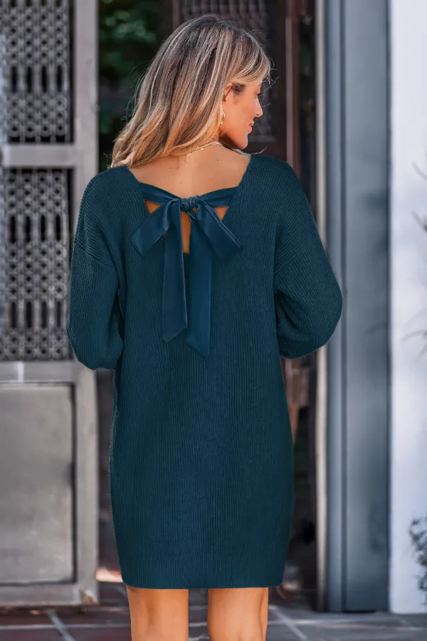 Bow & Behold Blue Knit Dress - Navy