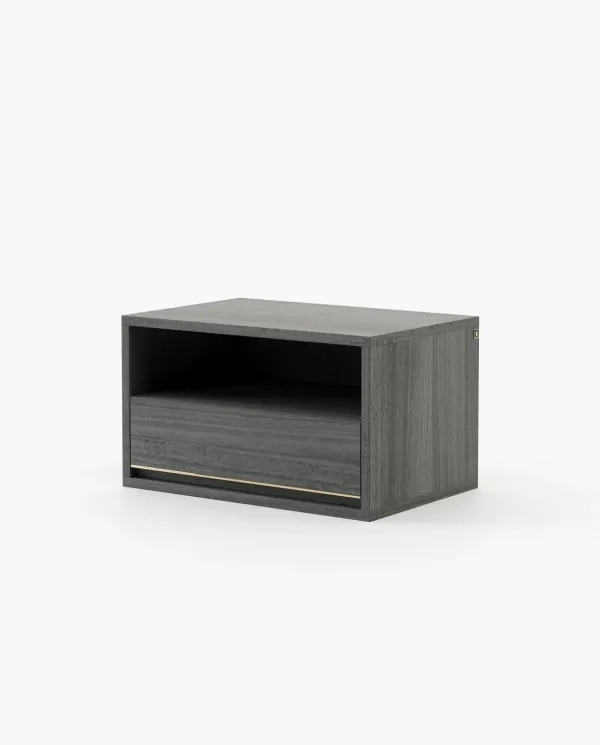 BOWEN Bedside Cabinet & Table Smoked Eucalyptus Veneer Matte