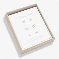 Boxed Friendship Heart Studs - Silver